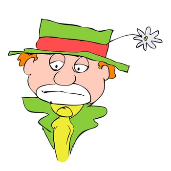 Cartoon illustration of the mournful clown - sad face