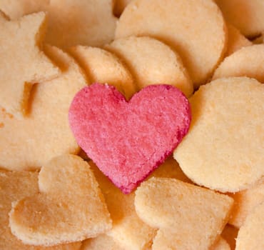Almond Cookies with heart for love, lovers