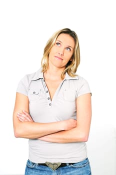 young blond woman with arms crossed