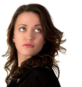 Headshot of a beautiful woman on white background