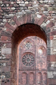 Worms Cathedral through archway