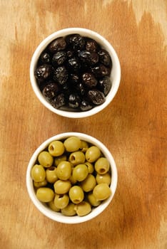 Green and black olives
