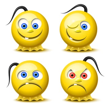 Set of four original glossy smileys