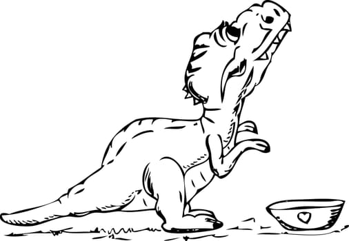 vector - little hungry dinosaur beg for food