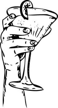 vector - hand with glass isolated on background