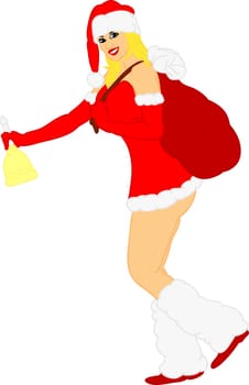 vector - sexy girl like Santa Claus with bell and bag