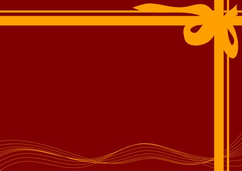 vector - gold holiday bow on red background