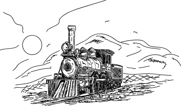 Vintage Steam engine in the countryside