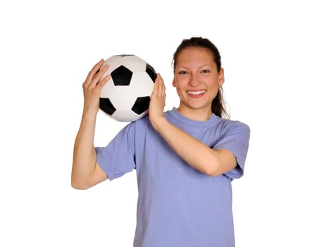 Young woman with soccer ball