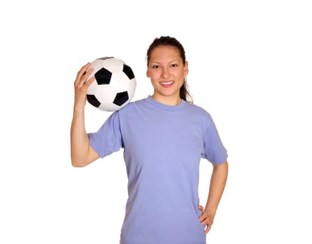 Young woman with soccer ball