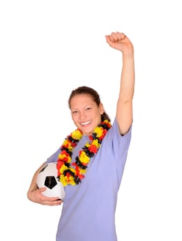 Young woman as a football fan