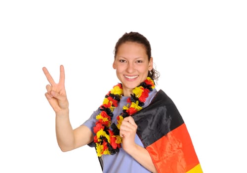Young woman as a football fan