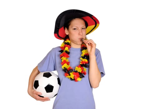 Young woman as a football fan