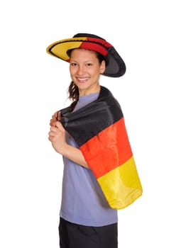 Young woman as a football fan