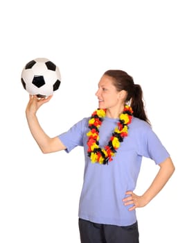 Young woman as a football fan