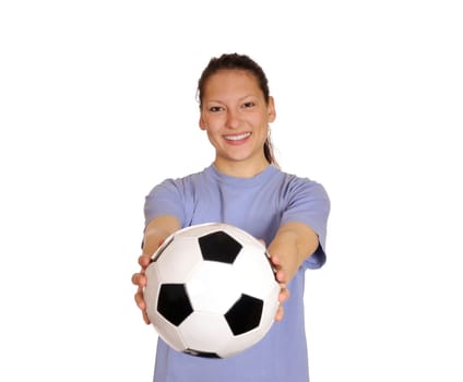 Young woman with soccer ball