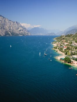 View of Lake Garda from castle walls of Malcesine