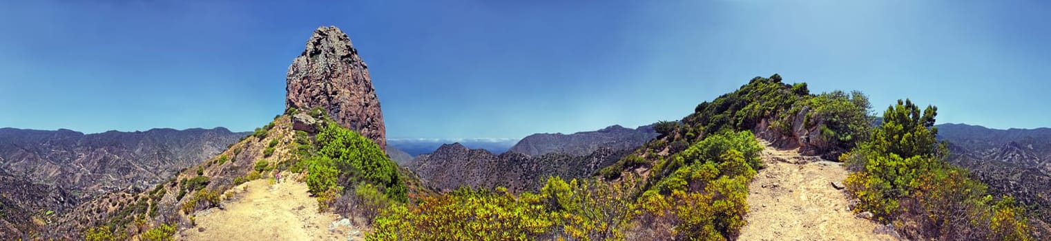 Valley of Vallehermoso with Roque el Cano,La Gomera