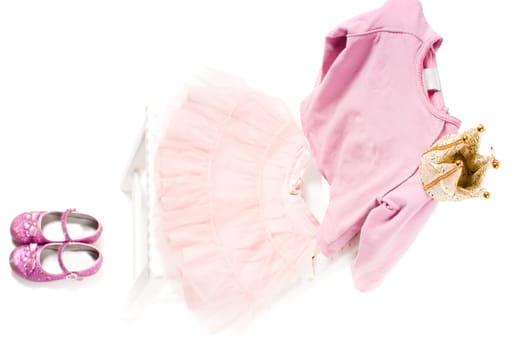 Shot of pink princess clothing isolated on white