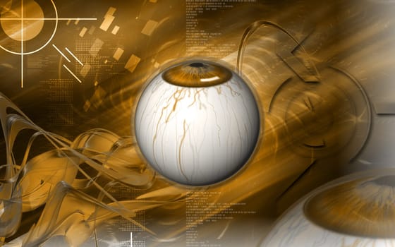 Digital illustration of eye in colour background