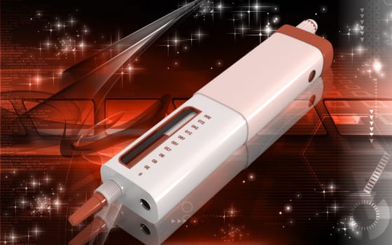 Digital illustration of insulin pen in colour background
