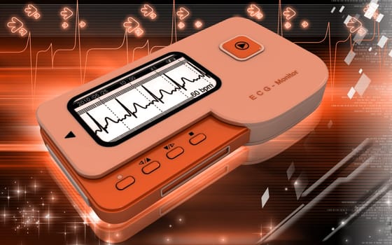 Digital illustration of ECG in colour background