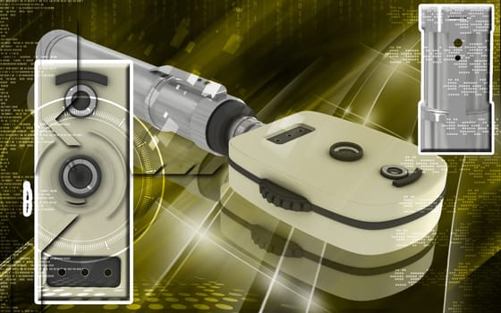 Digital illustration of ophthalmoscope in colour background