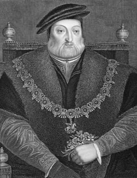 Charles Brandon, 1st Duke of Suffolk, 1st Viscount Lisle, KG (1484-1545) on engraving from 1840. Engraved by W.H.Mote and by J.Tallis &amp  Co, London &amp  New York.