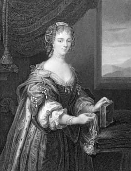 Lady Blanche Arundell  (1583-1649) on engraving from 1838. Engraved by J.Cochran and published by the London Printing and Publishing Company.