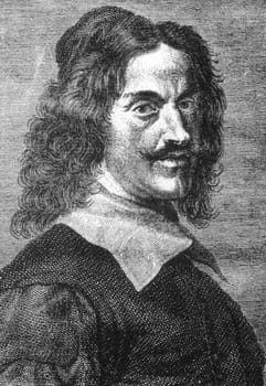 Diego Rodriguez de Silva y Velazquez (1599-1660) on engraving from the 1700s. Spanish painter, leading artist in the court of King Philip IV.
