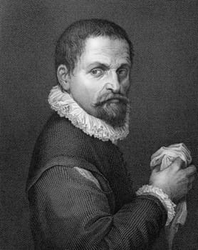 Francesco de&#039  Rossi (Il Salviati) (1510-1563) on copper engraving from 1841. Italian painter. Engraved by A.Gabi from a drawing by E.Lapidis after a self portrait by Salviati.