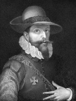 Giovanni Contarini (1549-1605) on copper engraving from 1841. Venetian painter of the late Renaissance. Engraved by A.Costa from a drawing by L.Pompignoli after a self portait by Contarini.