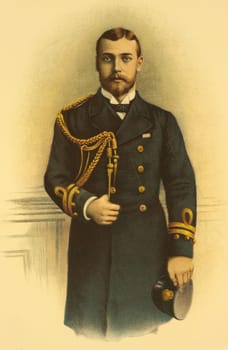 George V of the United Kingdom (1865-1936) on engraving from the 1800s. King of the United Kingdom and the British Dominions and Emperor of India during 1910-1936. Engraved by J.S.Virtue &amp  Co.