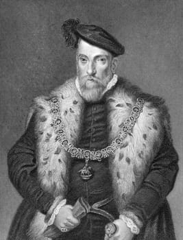 Henry FitzAlan, 19th Earl of Arundel (1511-1580) on engraving from 1840. English nobleman. Engraved by H.Robinson after a painting by Holbein and published by J.Tallis &amp  Co, London &amp  New York.