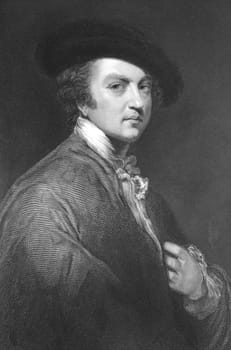 Joshua Reynolds (1723-1792) on engraving from the 1800s. English painter specialising in portraits. Engraved by T.W.Hunt after a self portrait by J.Reynolds and published in London for the Proprietors.