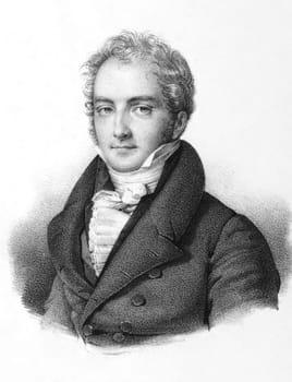 Jean Paul Pierre Casimir-Perier (1777-1832) on engraving from the 1800s. French politician, 11th Prime Minister of France. Engraved by Lemercier in Paris, 1850.