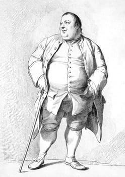 Francis Grose (1731-1791) on engraving from 1787. Antiquary, draughtsman and lexicographer. Engraving by F.Bartolozzi after a picture by F.Dance and published by S.Hooper.