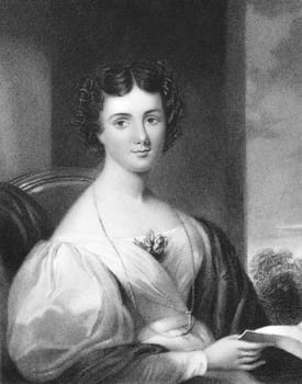 Mrs Fletcher late Maria Jane Jewsbury (1800-1833) on engraving from 1838. English essayist. Engraved by J.Cochran after a painting by G.Freeman and published by Fisher, Son &amp  Co, London &amp  Paris.