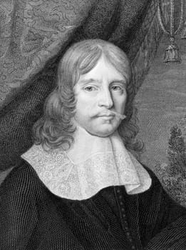 Philippe de Champaigne (1602-1674) on copper engraving from 1841. Flemish-born French Baroque era painter and major exponent of the French school. Engraved by D.Delfini from a drawing by G.Tubino after a self portait by Champaigne.