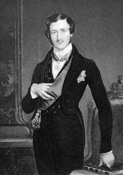 Prince Albert (1819-1861) on engraving from 1849. Husband of Queen Victoria. Engraved by W.Hall after a painting by W.C.Ross and published by P.Jackson, London &amp  Paris.