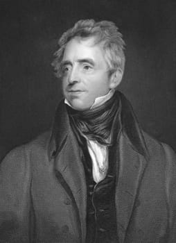 John Fawcett (1768-1837) on engraving from the 1800s. English actor and playwright. Engraved by W.J.Edwards after a painting by T.Lawrence and published in London for the Proprietors.