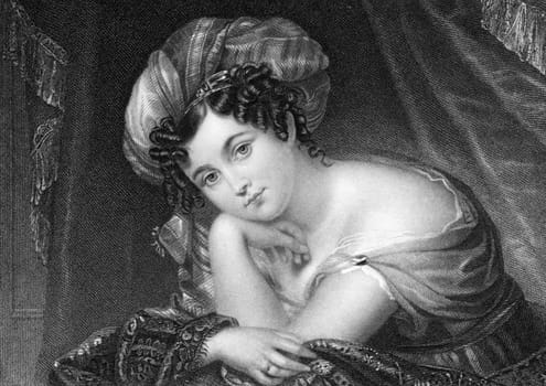 Maria Theresia Ahlefeldt, born Princess Maria Theresia of Thurn and Taxis (1755-1810) on engraving from 1835. First female composer in Denmark. Engraved by Dean after a painting by Holmes and published by Fisher, Son &amp  Co London.