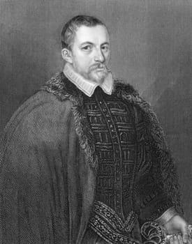 Thomas Bodley (1545-1613) on engraving from 1836. English diplomat and scholar, founder of the Bodleian Library, Oxford. Engraved by H.T.Ryall and published by J. &amp  F. Tallis, London &amp  New York.