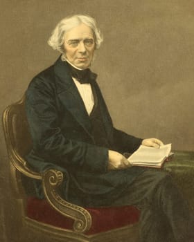 Michael Faraday (1791-1867) on engraving from the 1800s. English chemist and physicist who contributed to the fields of electromagnetism and electrochemistry. Engraved by D.J.Pound from a picture by Mayall.