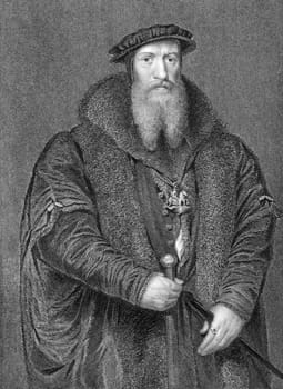 William Paget, 1st Baron Paget of Beaudesert (1506-1563) on engraving from 1838. English statesman and accountant who held prominent positions in the service of Henry VIII, Edward VI and Mary I. Engraved by H.Robinson after a painting by Holbein and publi
