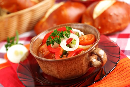 Lesco - originally Hungarian thick vegetable stew with peppers, onion and tomato