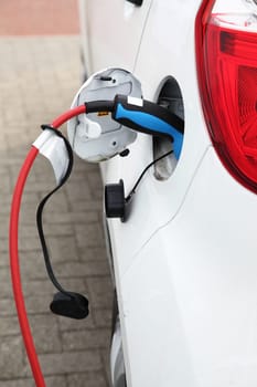 Detail of electric car charging battery