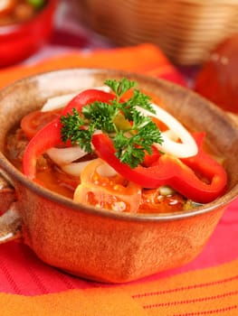 Lesco - originally Hungarian thick vegetable stew with peppers, onion and tomato