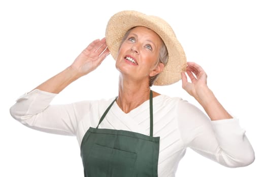 Studio shot of an active gardener
