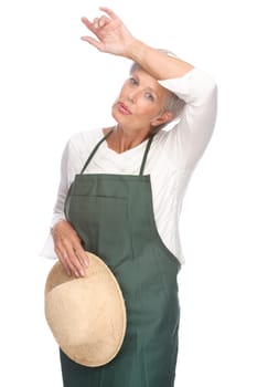 Studio shot of an active gardener